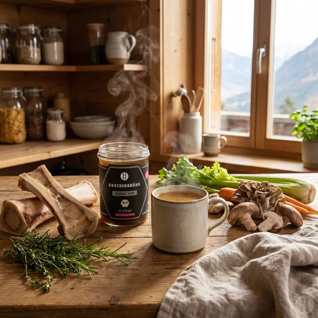 Knochenbouillon Gourmet Rind: 12,6 g Kollagen im Glas