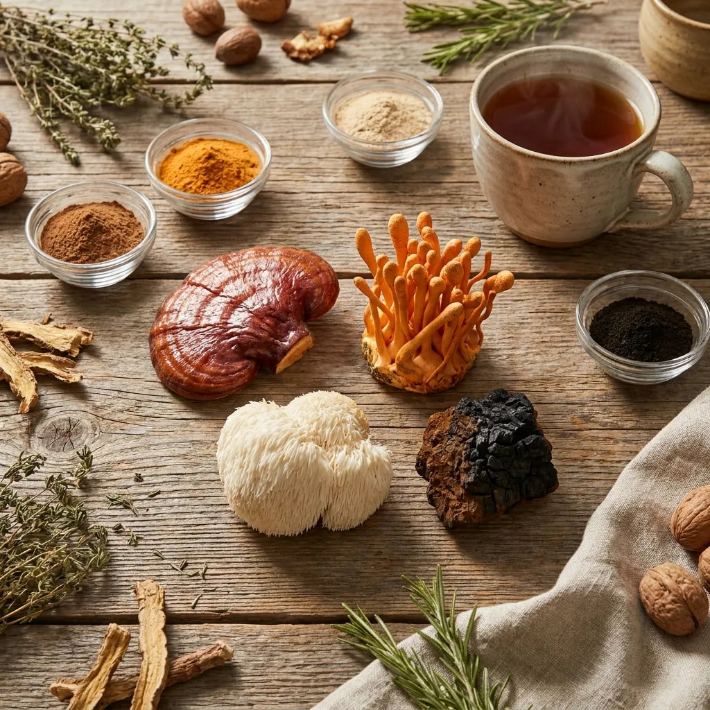 Die besten Vitalpilze für Biohacking 2026 im Vergleich: Reishi, Cordyceps, Hericium und Chaga evidenzbasiert bewertet